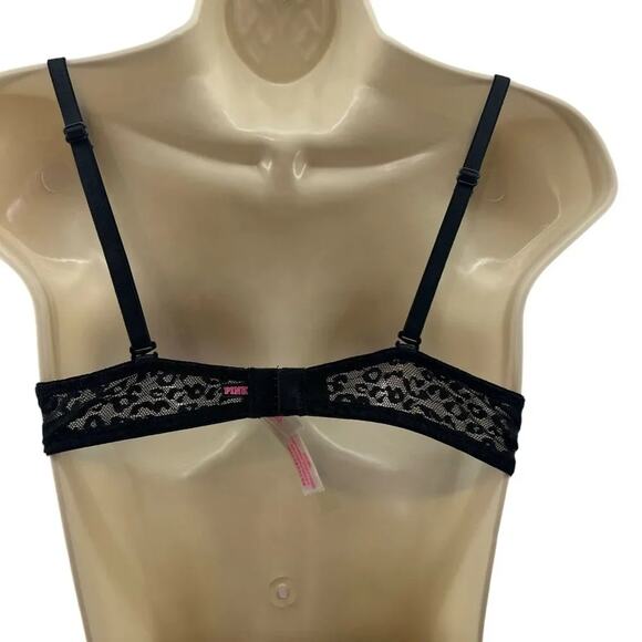 Love Pink Victoria’s Secret Black Leopard Lace Bra Wear Everywhere Push Up 34B - Picture 7 of 7